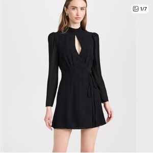 NWT Reformation Black Mini Wrap Dress